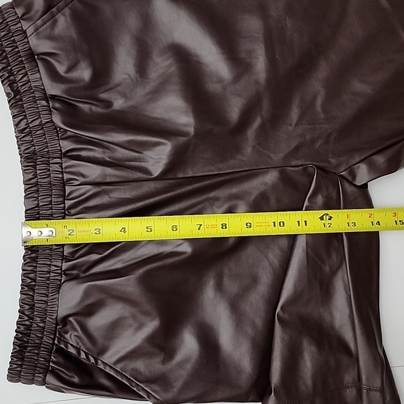 Cinnie Women's Faux Leather Pull Ob Pants Burgundy Brown Stretch Pockets Size L - Picture 6 of 7